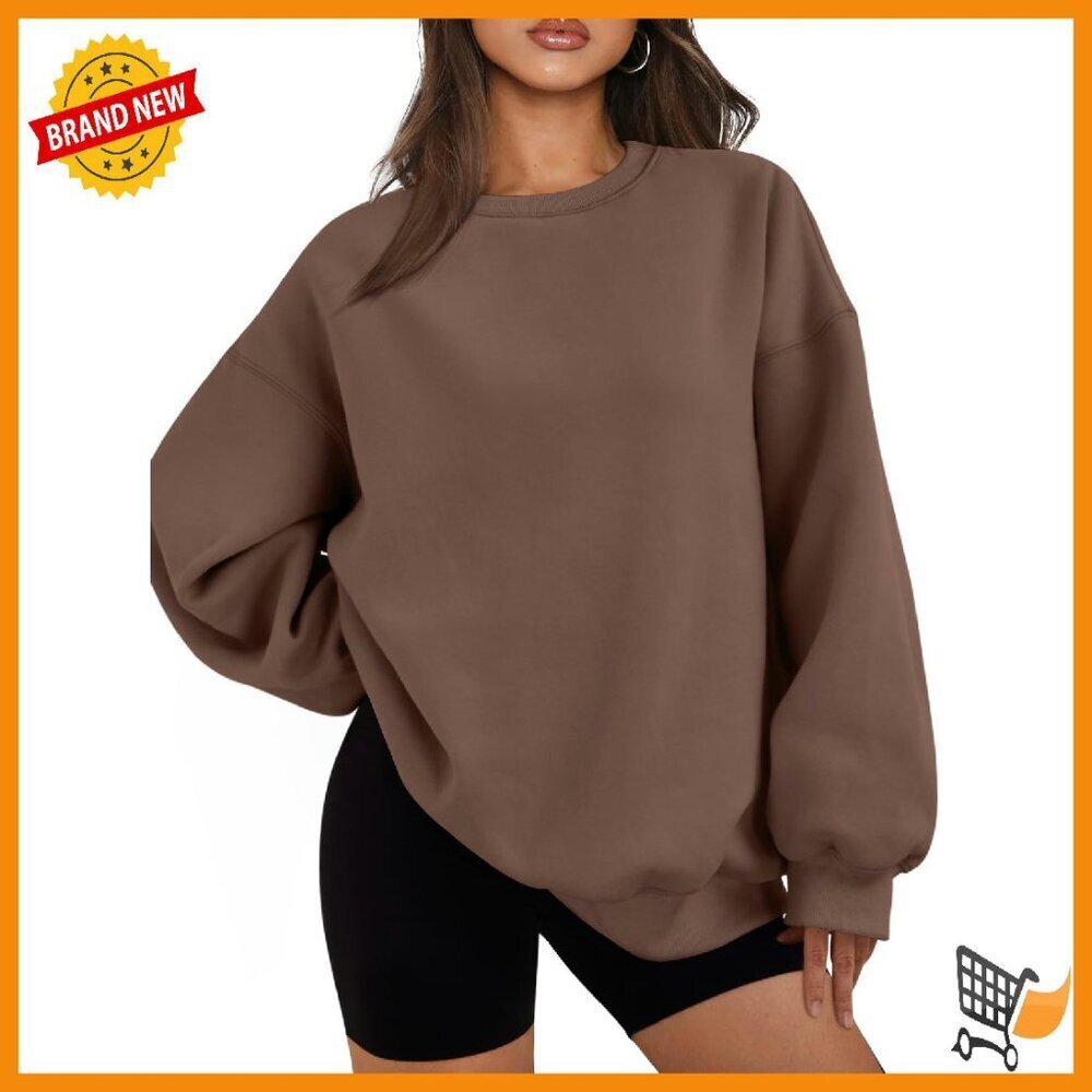 Oversized Fleece Crewneck Sweatshirt Women's Comfy Winter Top